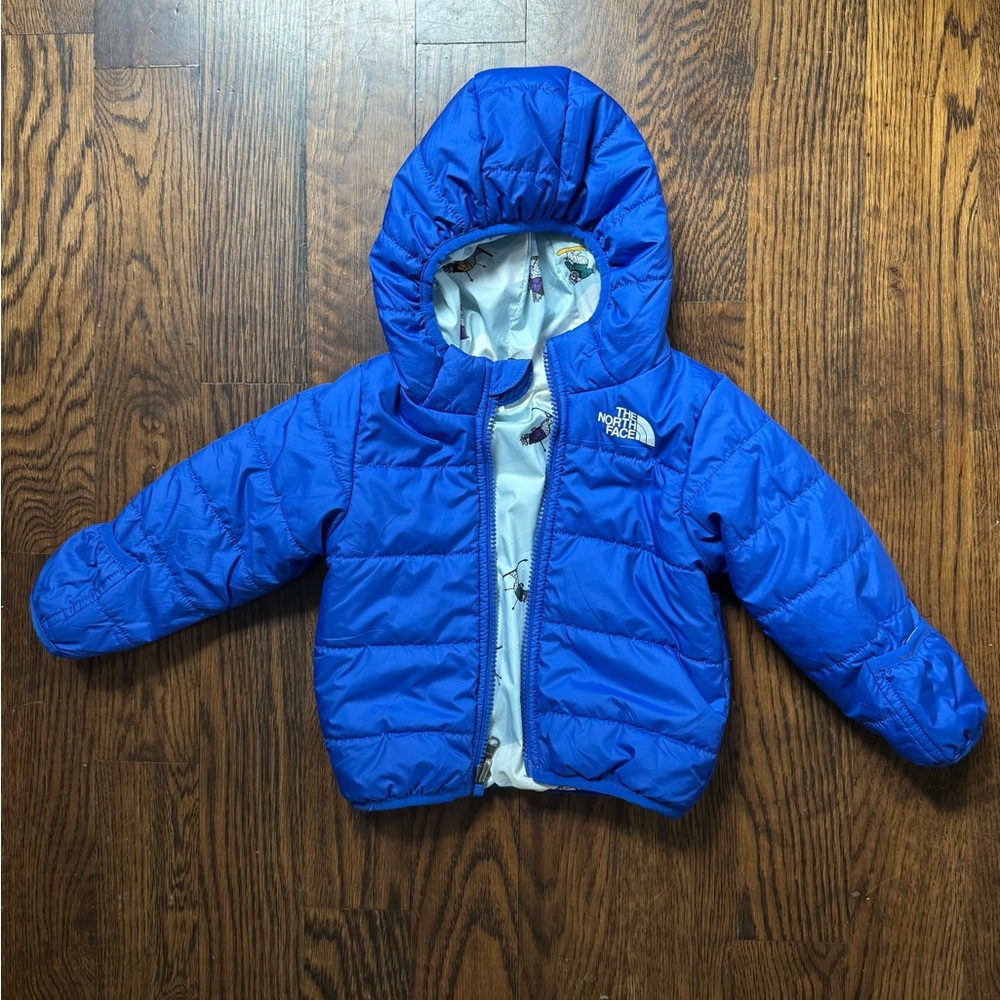 The North Face Blue Puffer Jacket 12-18 months reversible